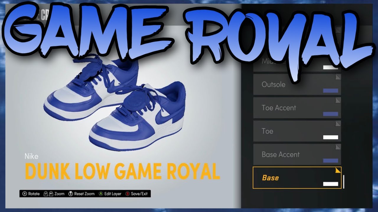 HOW TO MAKE Nike Dunk Low "Game Royal" IN NBA 2K21! NBA 2K21 Shoe