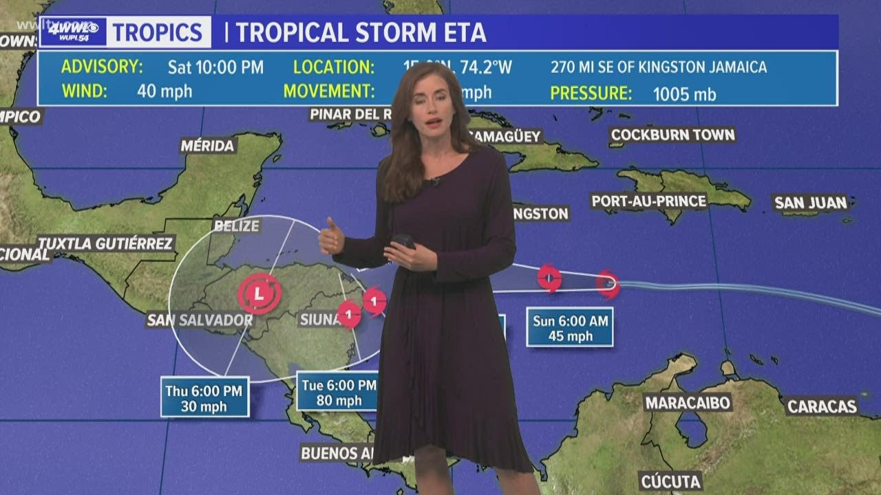 Tropical Storm Eta forms in the Caribbean Sea - YouTube