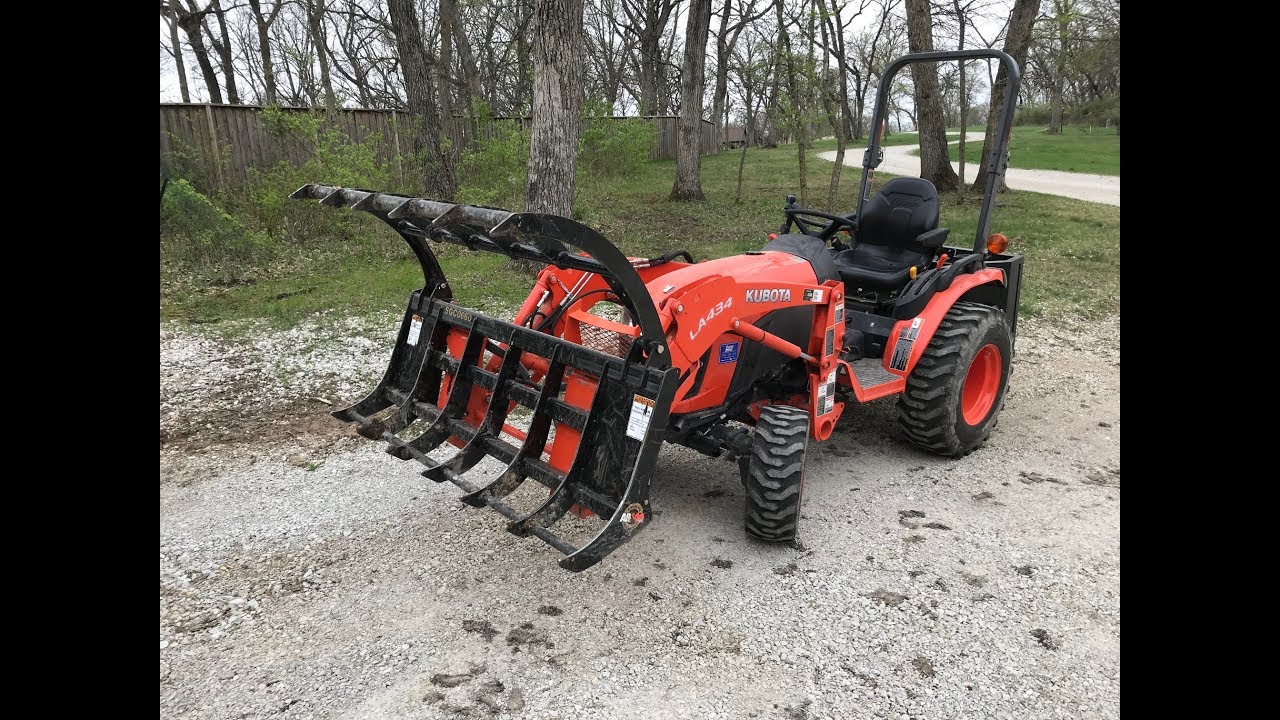 Clearing Multiflora Rose with Kubota B2601 and Land Pride Grapple YouTube