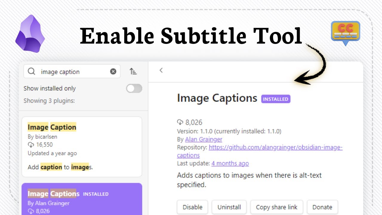 How to install caption plugins in obsidian - YouTube