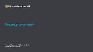 Finance Overview | Microsoft Dynamics 365 Business Central