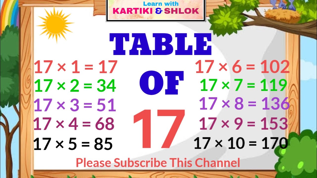 Table Of 17 |Table of 17×1=17 |Tables Song Multiplication Time of Tables |Maths Table | Learn Tables