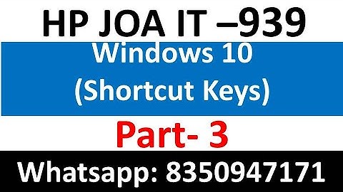 Window 10 Shortcut key | HP JOA IT 939 Preparation | HPU JOA IT 2022 Preparation class | countryside