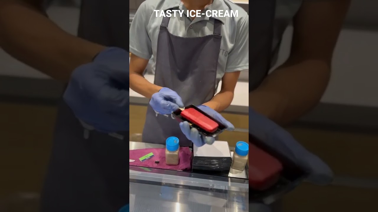 Serving Tasty ice-cream with topups 