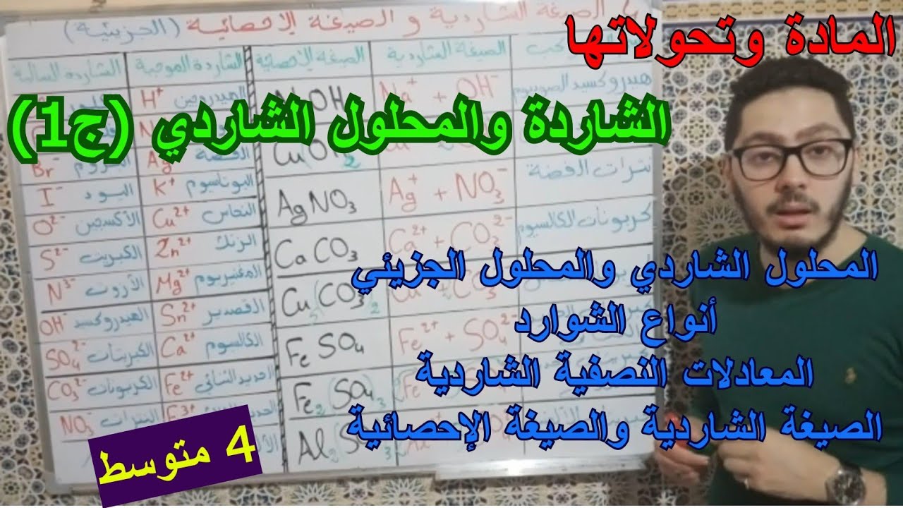الشاردة والمحلول الشاردي (ج1) | المادة وتحولاتها | دروس السنة الرابعة متوسط