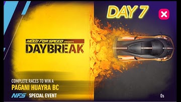 NFS No Limits | NFSNL | DAYBREAK | PAGANI HUAYRA BC | 180 gold spent | Day 7 Crash