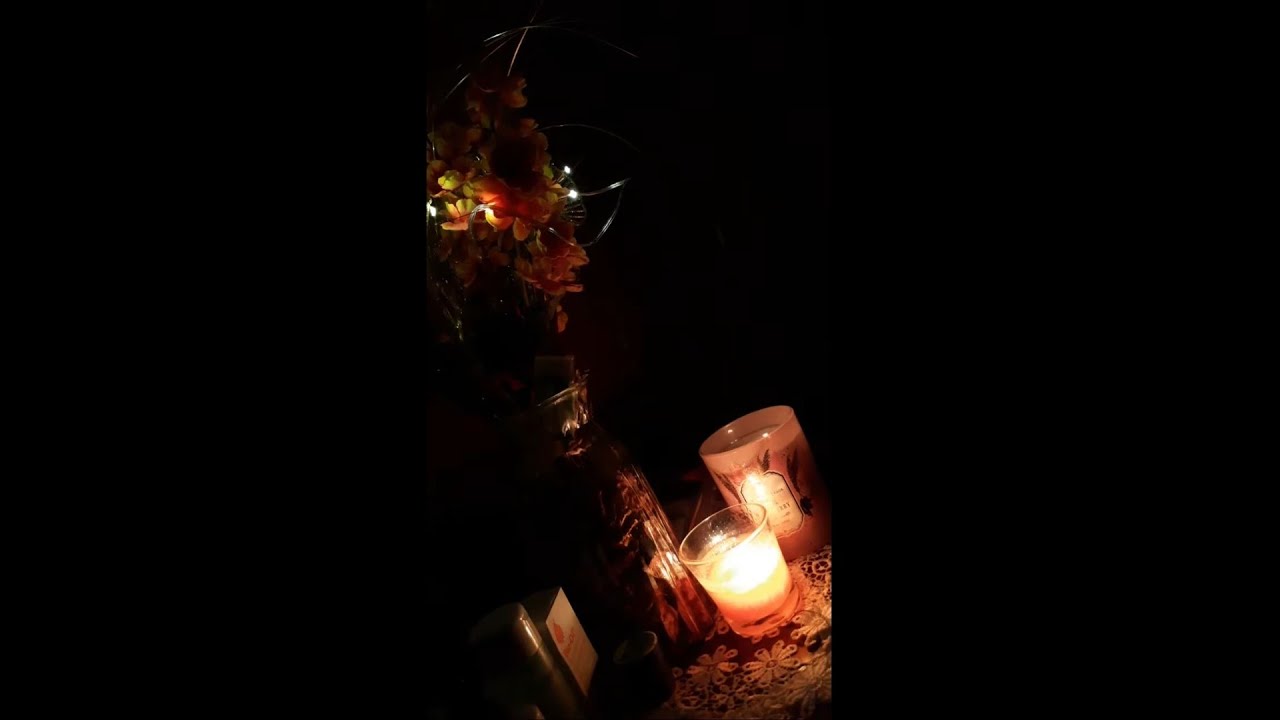Cozy season , Relaxing home , with candle lights, candle crackling asmr sound. Sleep and study