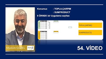 Excelde Topla Çarpım Fonksiyonu 54. video | Müslüm GÜZEL