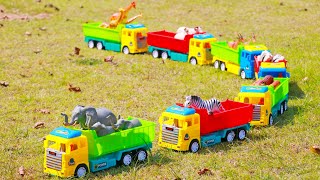 รถบรรทุกดั้มพาสัตว์ไปกินผลไม้ - Dump truck transport animals for eat fruit