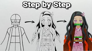 How to Draw "Nezuko Kamado" Step by Step(Tutorial) for beginners||Demon Slayer: Kimetsu no Yaiba