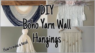 DIY Boho Yarn Wall Hangings | How to Make a Tassel | Using Dollar Tree Products | Easy & Affordable