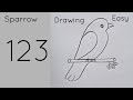 how to draw sparrow drawing from 123 number easy step by step@Kids Drawing Talent