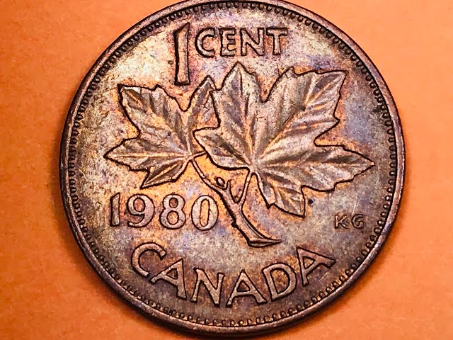 1 Cent 1980 Canada - $9 Million Worth Canadian Maple Leaf Penny Minted -  Thinner Lighter Version 