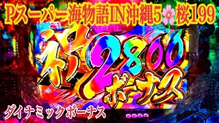 Pスーパー海物語IN沖縄5🌸桜199ver.】ST中 ダイナミックボーナス2800