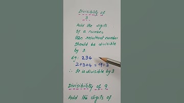 Divisibility rule | Divisibility rule for 3 and 9 | divisibility trick #shorts #maths #youtubeshorts
