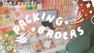 packing 100+ orders for my small art business ✿ studio vlog