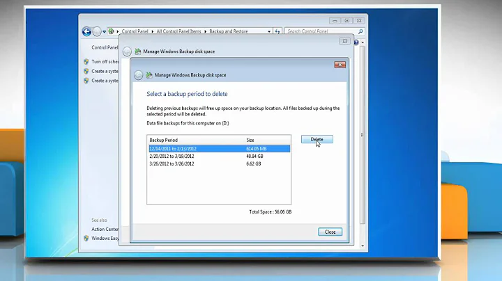 Delete old Backups in Windows® 7 for extra Hard Disk Space