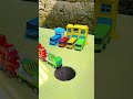 Carier Truck Pushing Box Car And YellowTruck Into Pit #jcb #jcbvideo #tractor #trending #shorts