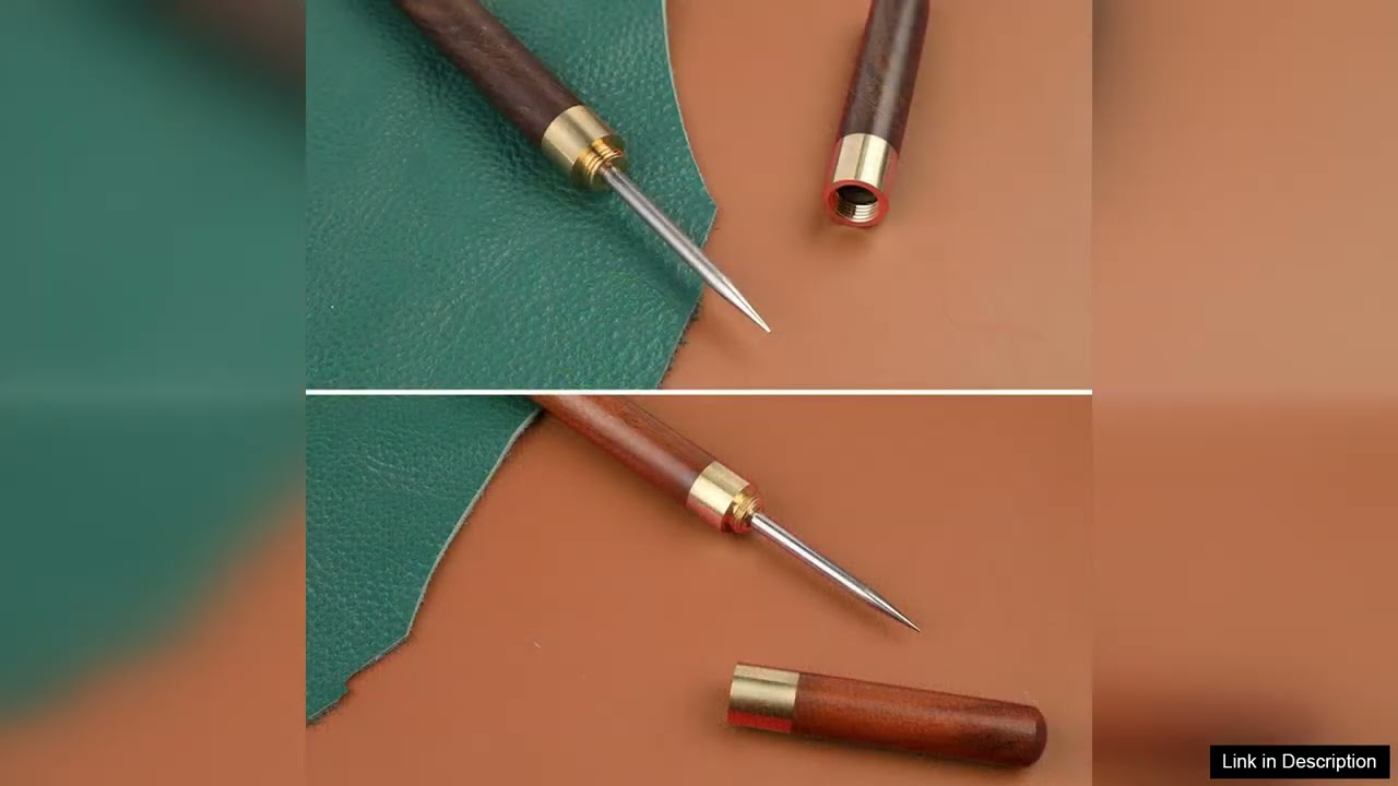 Шило с деревянной ручкой KRABALL, инструмент для прокалывания кожи, швейный инструмент для самост...