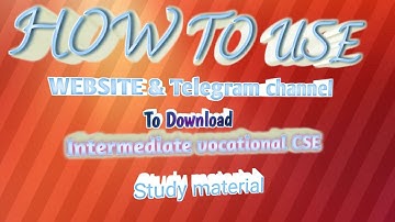 INTERMEDIATE VOCATIONAL  CSE STUDY MATERIAL