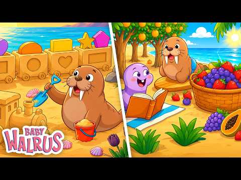 🔺🍎 Learn Shapes and Fruits! First Words 0-2 | Compilation | Baby Walrus