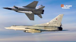 Russian Aircraft Tu-22M3 and MiG-31 with Kinzhal Missiles Fly Over the Baltic Sea
