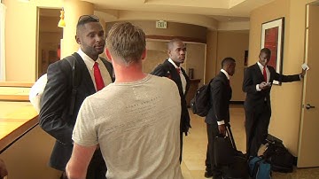 Chris Birchall meets members of T&T Olympic team at Marriot Torrance in LA