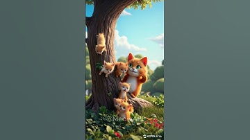 A cat assists the kittens in climbing down from the tree. #shorts  #cat #cutepets #cute #kitten