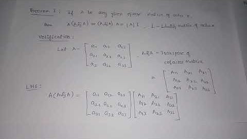 Determinants adjoint matrix theorem 1