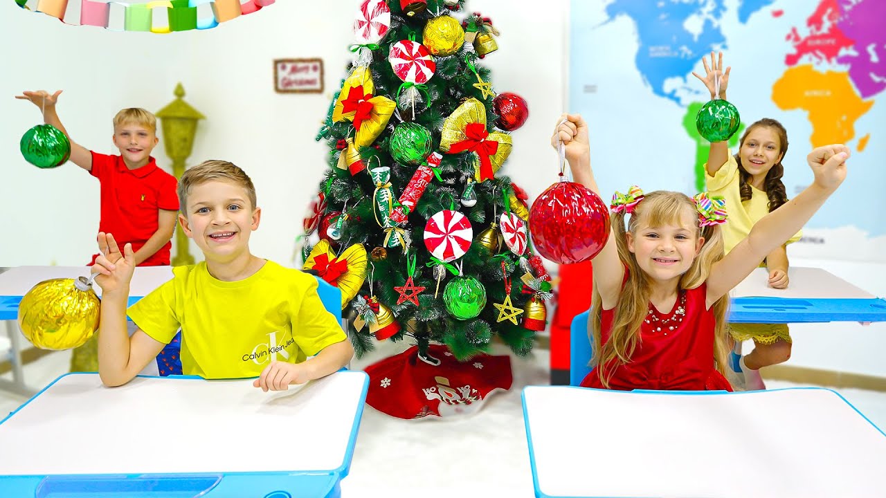 Diana und Roma schmücken den Weihnachtsbaum mit Freunden| DIY-Ideen | Weihnachtsgeschichten