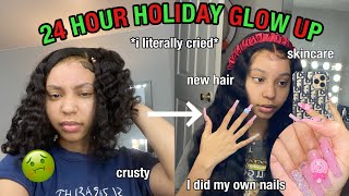 EXTREME 24 HOUR GLOW UP TRANSFORMATION *i cried* | WEST KISS HAIR | VLOGMAS DAY 6
