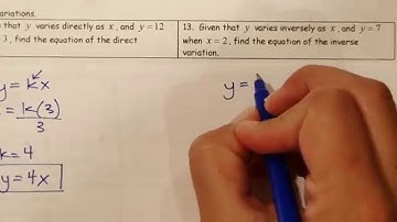Alg 2 5th 6wks Test Review Direct Variation, Inverse Variation Problems 12 and 13
