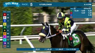 Beautiful Dawn wins race 5 at Del Mar 8/30/26