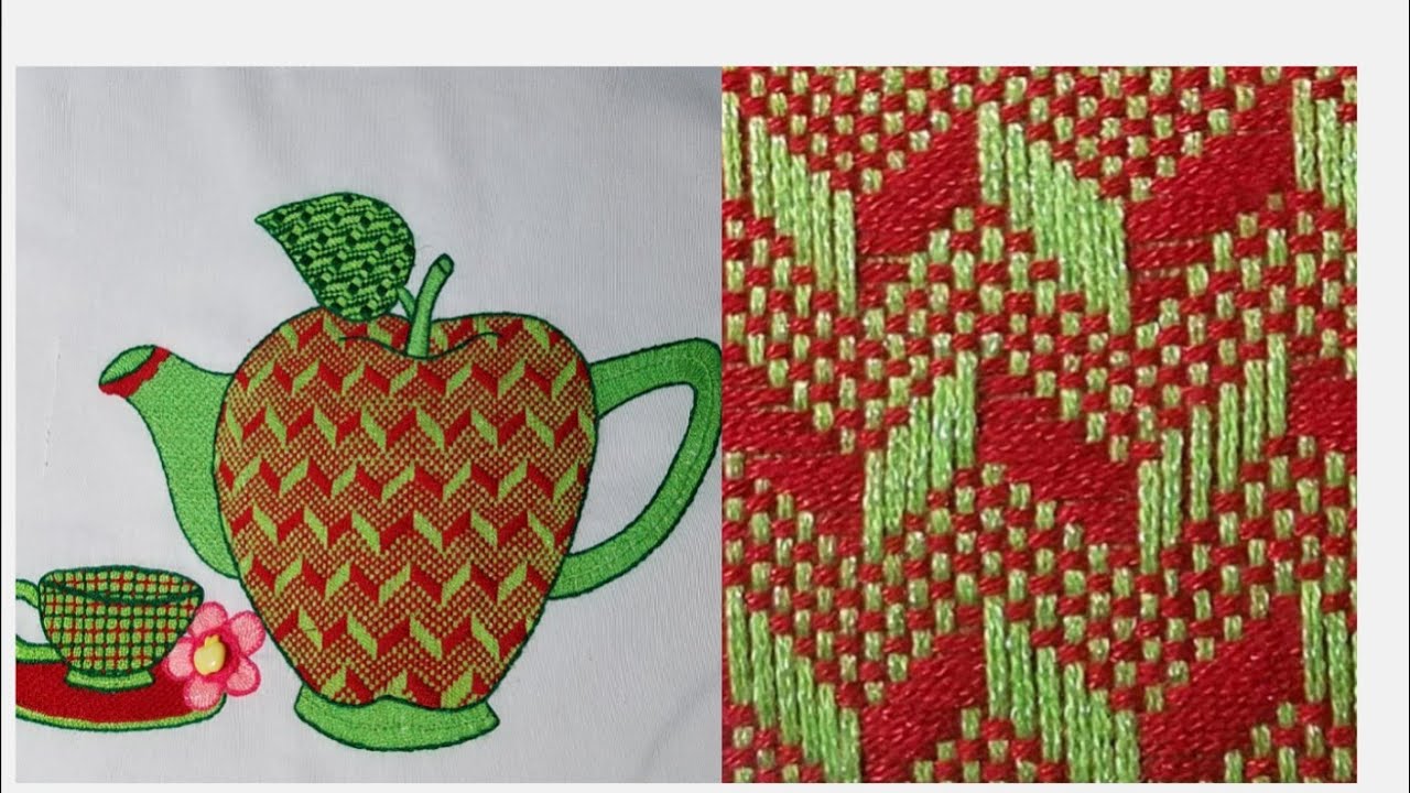 como bordar  tetera manzana