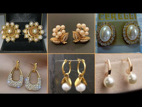 Feminine Gold Pearl Earrings | Mangatrai Pearls & Jewellers