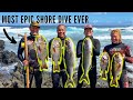 MOST EPIC SPEARFISHING SHORE DIVE EVER (Only 4 Drops)