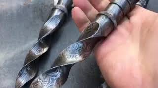 Tri Dagger Damascus Fixed Blade