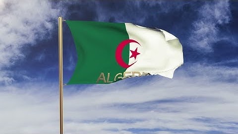 4K Algeria flag with title waving in the wind. Looping sun rises style. Animation loop Stock video
