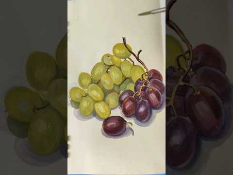 Мини- урок "Виноград"  ГУАШЬ #gouache #paintingtutorial #shorts #artvideo #watercolor
