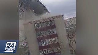 Штормовой ветер сносит крыши домов в Кокшетау