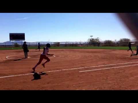 Corissa gets base hit to drive in a run