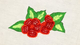 Extreme Bright And Shiny Flower Embroidery Design - Fantasy Flower Embroidery With Checkered Sch