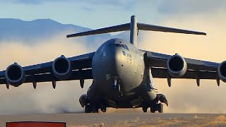 C-17輸送機 未舗装不整地への強行着陸