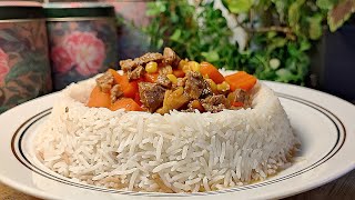 Beef and vegetable with tomato sauce, white rice recipe - Lets have dinner in less than 30 minutes