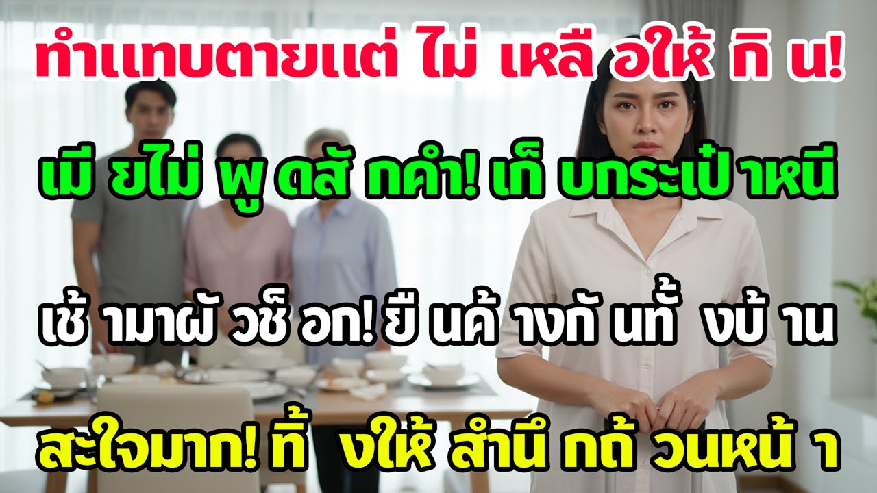 ทำกับข้าวให้กินแต่ไม่เหลือให้ฉันสักคำ! ฉันเก็บของหนี เช้ามารู้ความจริงผัวกับแม่ยืนหน้าซีดปากสั่น