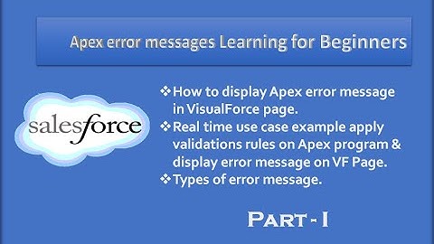 Salesforce | Apex error messages Learning for Beginners Part 1| By Prasad |
