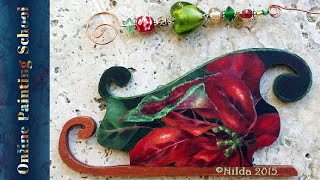 Sleigh Christmas Ornament Learn to Paint with Nilda, Full Video Painting Tutorial