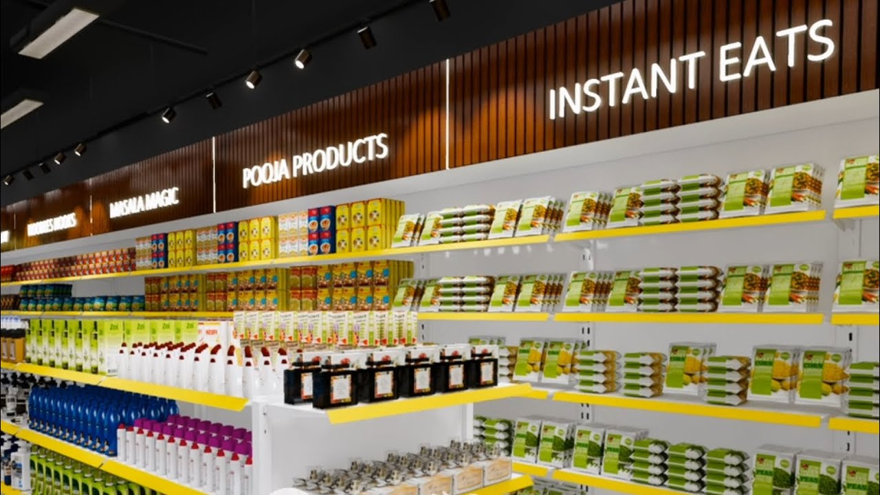 Supermarket interior design | Racks settings and layout ideas