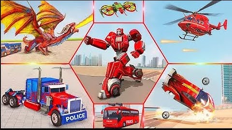 dragon robot car game -robot game | dragon robot police car game -2