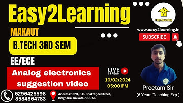 B.Tech 3rd Sem EE/ECE | Analog electronics suggestion video  | By Easy2Learning /Preetam Sir